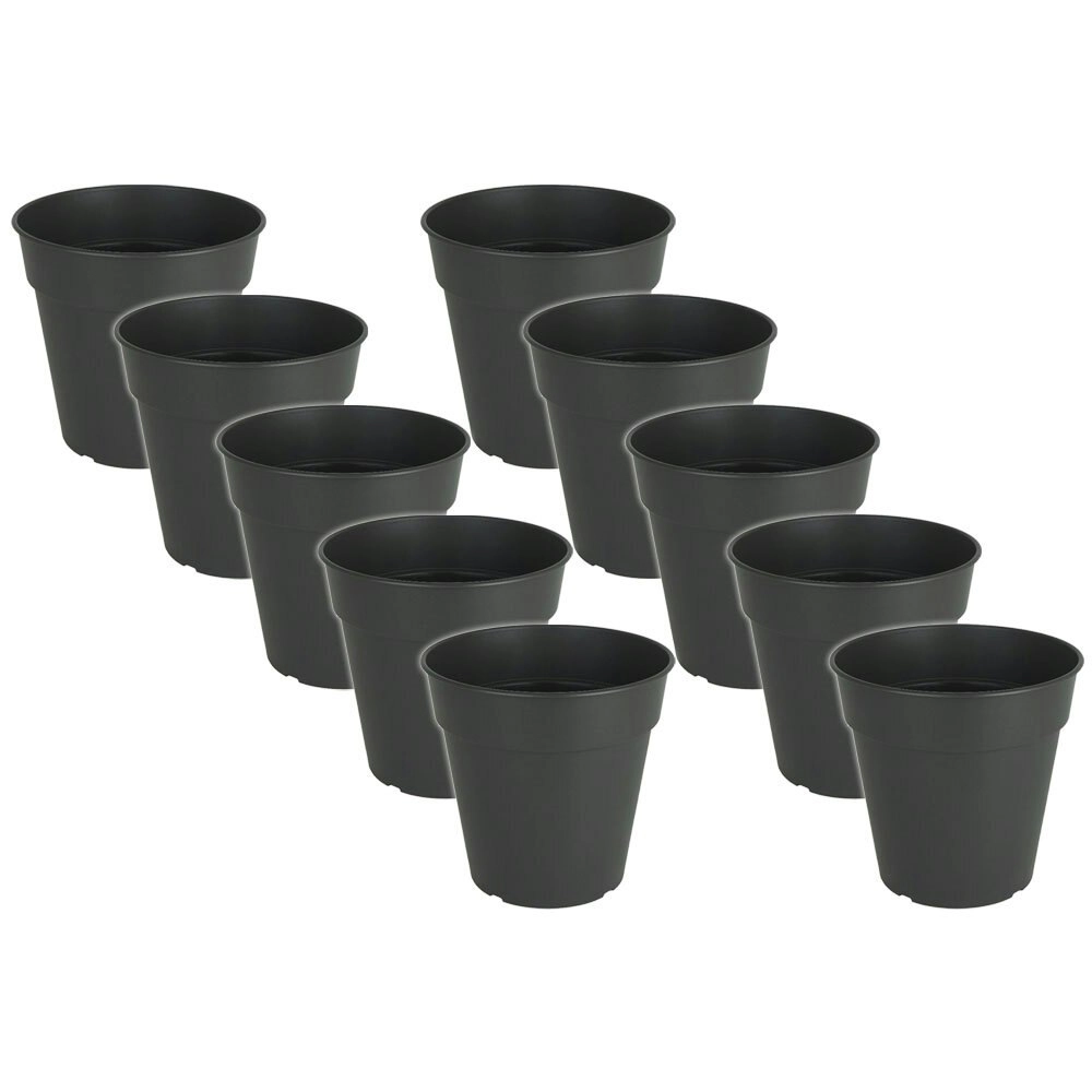 10x Artevasi Madagascar Plastic Indoor/Outdoor Garden Pot 11x10.5cm Anthracite