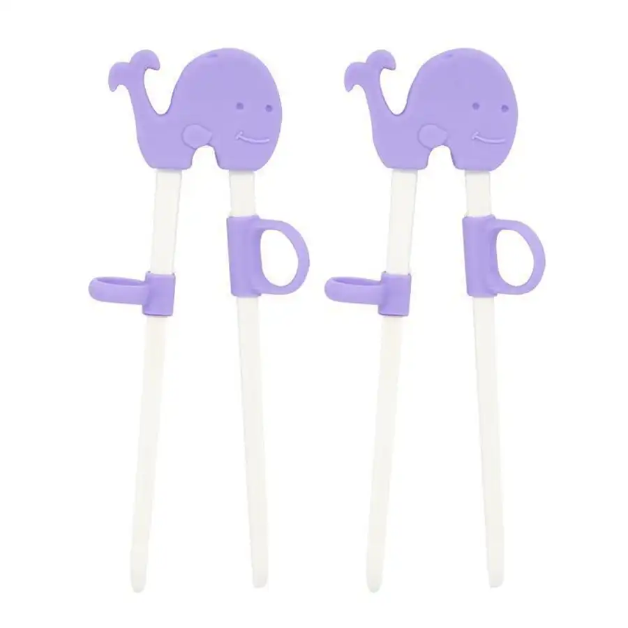 2x Marcus & Marcus Toddler Training/Learning Chopsticks Set Whale Lilac 3yr+