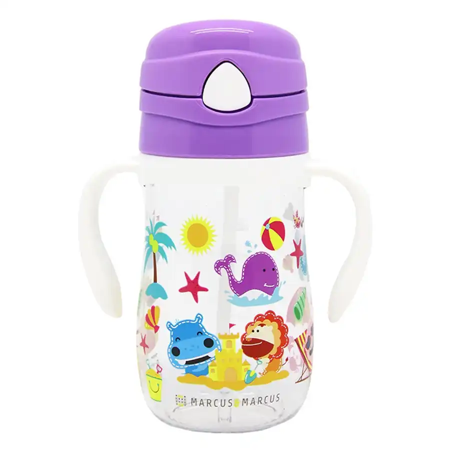 Marcus & Marcus Children/Toddler Straw Drink Bottle Willo Whale Lilac 12m+