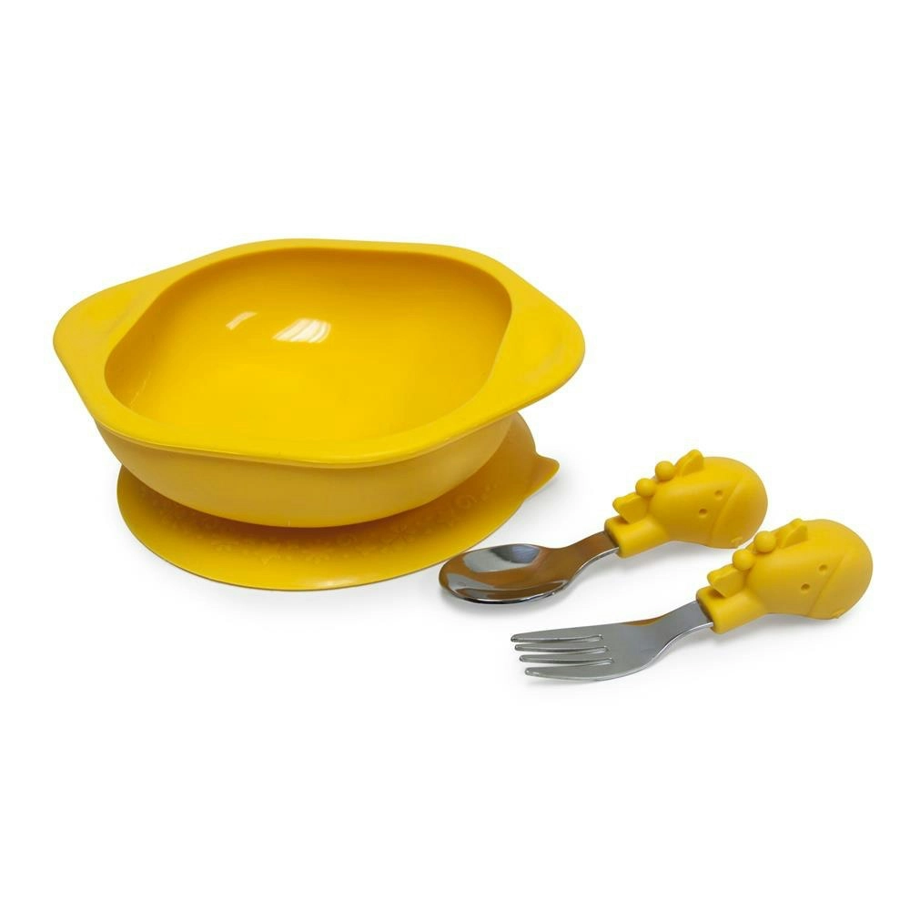 Marcus & Marcus Toddler Mealtime Bowl/Fork/Spoon Set Kids 18m+ Yellow Giraffe