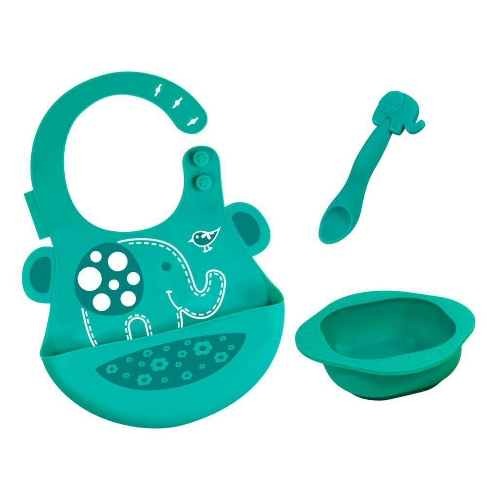 3pc Marcus & Marcus Toddler/Children's/Baby Cutlery Set Ollie Elephant Green 6m+