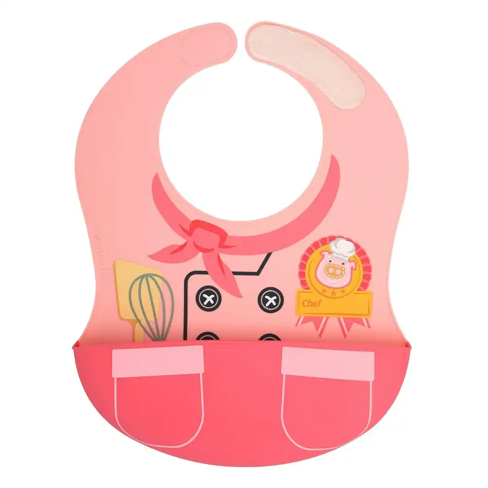 Marcus & Marcus Little Chef Wide Bib Food Catcher Baby/Toddler 6m+ Pokey Pink