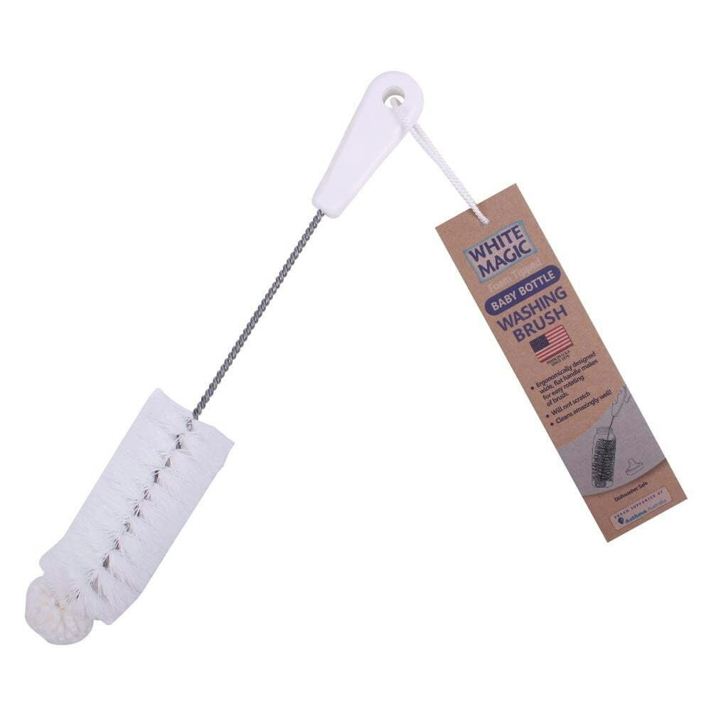 White Magic 34cm Soft Foam Tipped Washing Brush Cleaner For Baby Bottle White