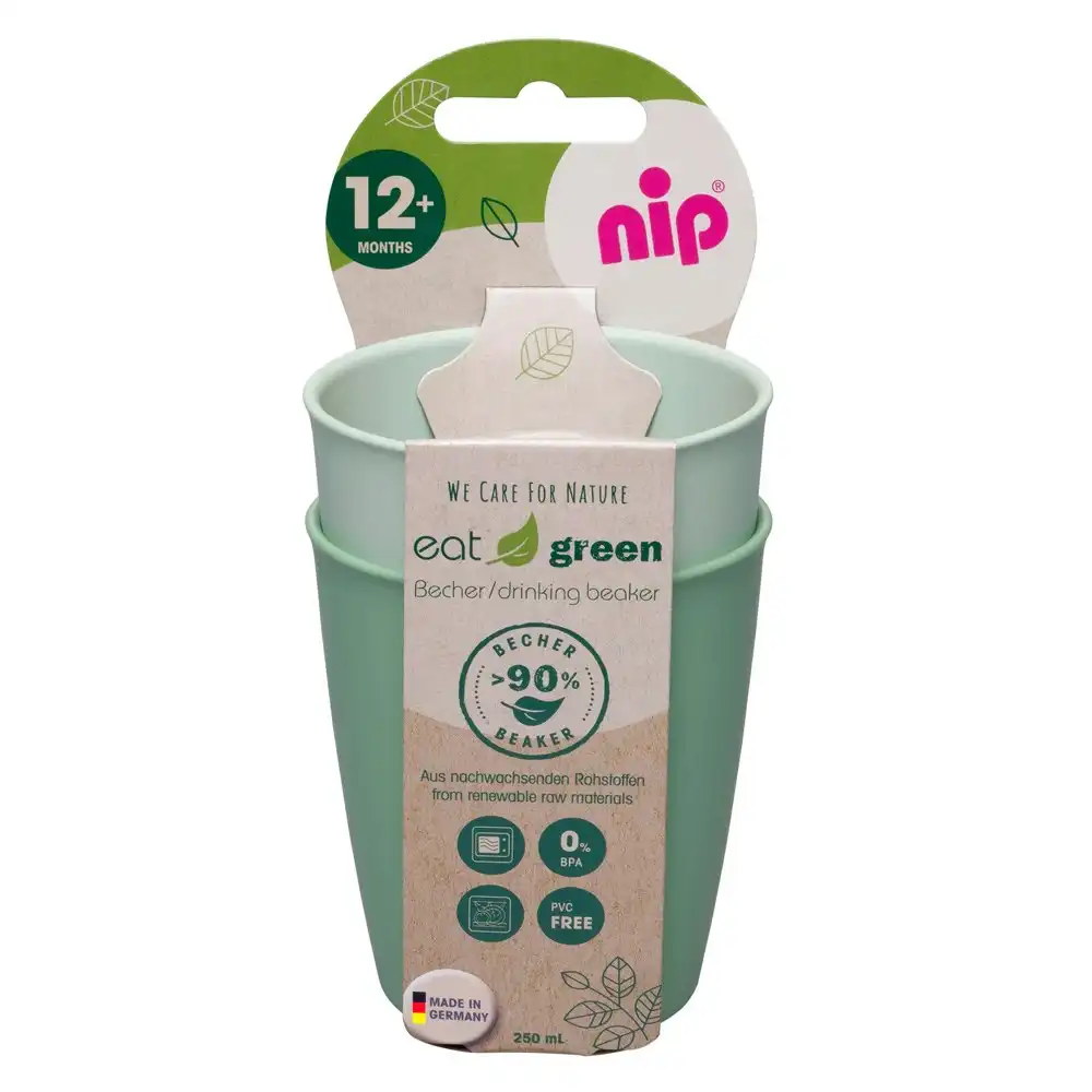 2pc Nip Baby/Infant/Toddler Eat Green BPA Free Drinking Beaker Cup Green 12m+