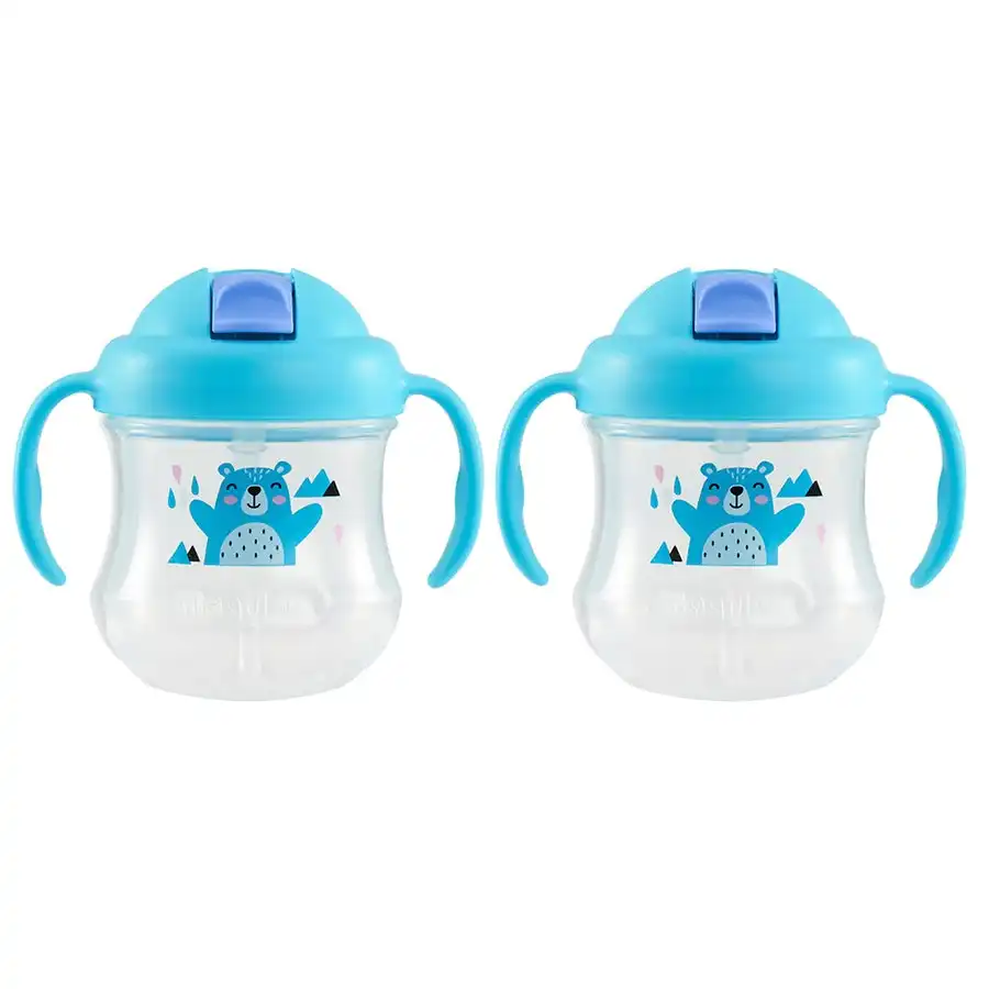 2x PIGEON 200ml Magmag BPA Free Leak Proof Straw Plastic Cup BL Baby/Toddler 8m+