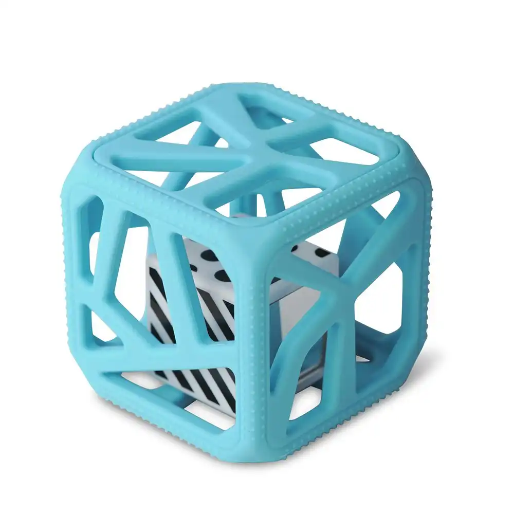 Malarkey Kids Soft Chewing Cube Baby/Infant 3m+ Sensory Rattle/Teether Toy Blue