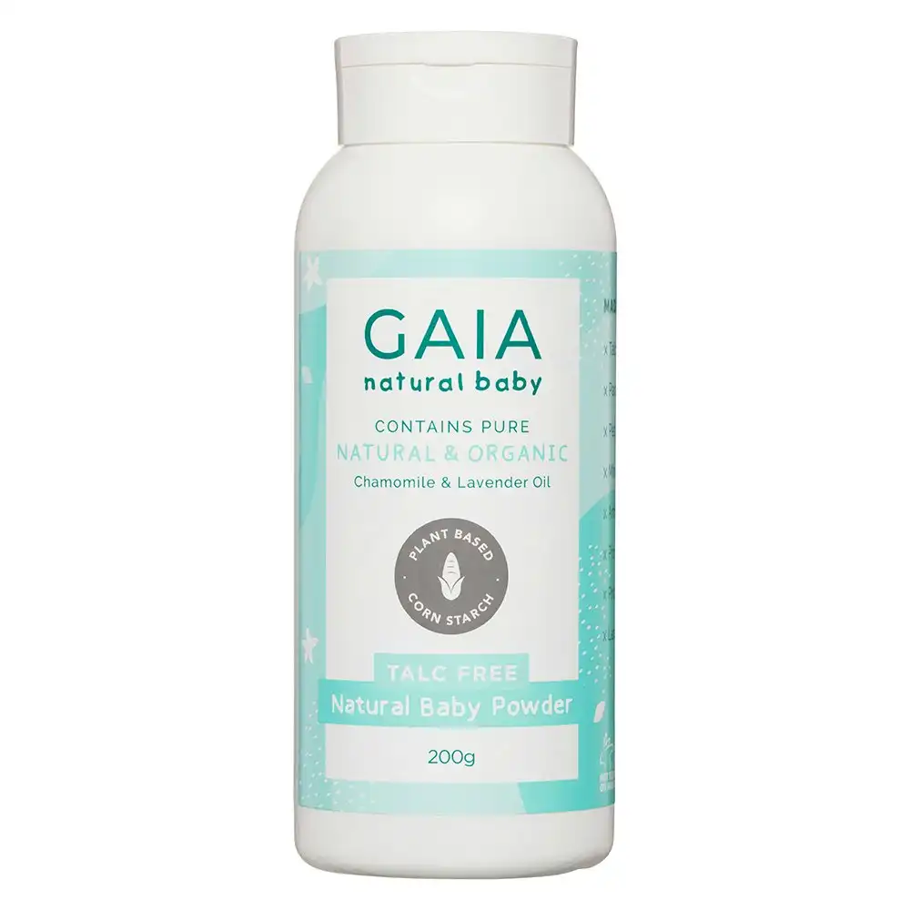 Gaia 200g Natural/Pure/Organic Baby Powder Vegan Friendly/Talc Free Cornstarch