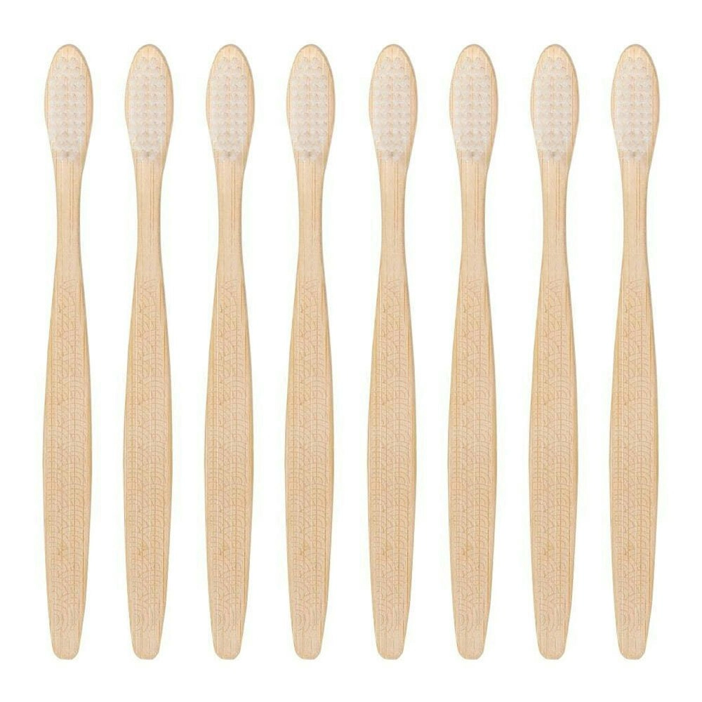 8x Eco Basic Natural Bamboo Toothbrush Adult Oral Dental Care Teeth Cleaner Med