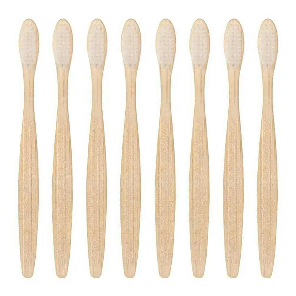 8x Eco Basic Natural Bamboo Toothbrush Adult Oral Dental Care Teeth Cleaner Med