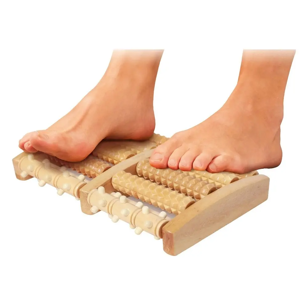 Liven Zen Lightweight Portable 10 Roller Wooden Foot Therapy Massager