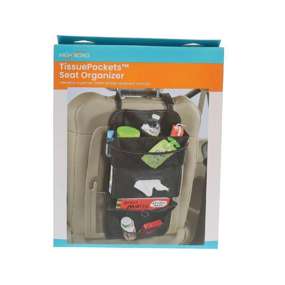 High Road TissuePockets 23x30cm Car Seat Organiser Holder Hanging Storage Bag BK