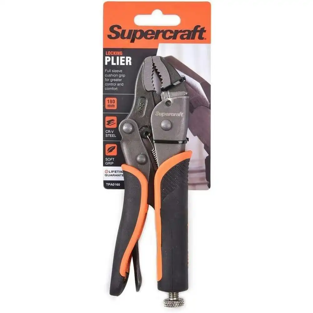 Supercraft Lockgrip Adjustable Pliers Full Sleeve Cushion Grip 180mm CR-V Steel