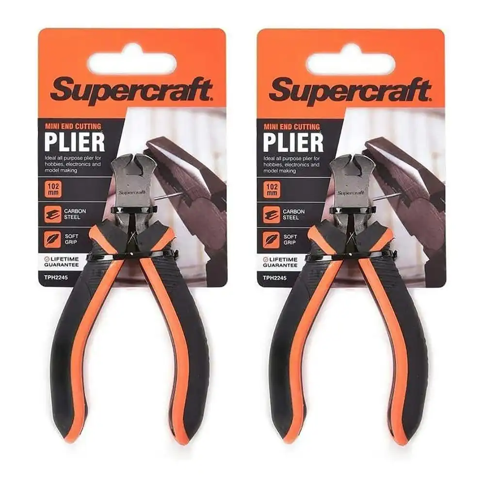 2x Supercraft Mini End Cut Carbon Steel Pliers 102mm With Soft Grip Handles