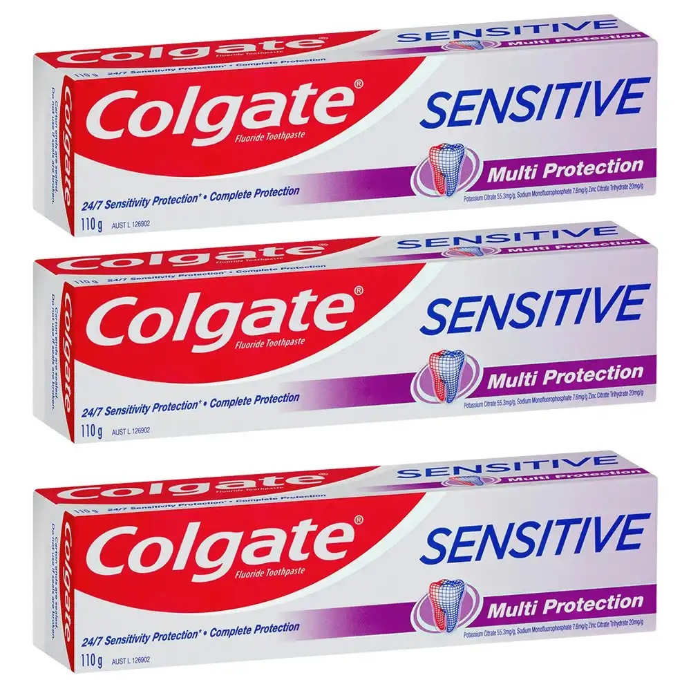 3x Colgate 110g Sensitive Fluoride Toothpaste Dental/Oral Care Multi Protection