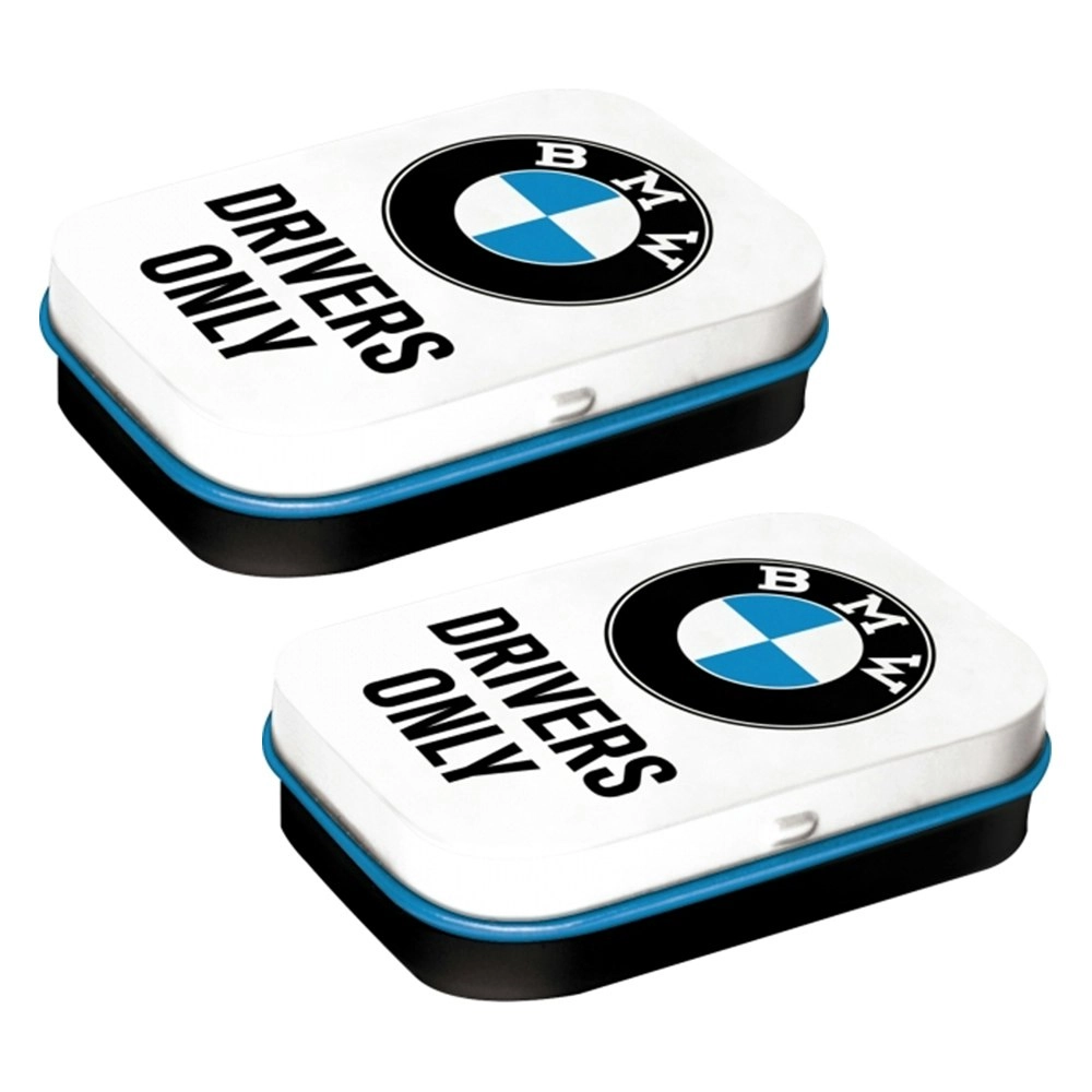 2x Nostalgic Art 6cm Metal Tin Mint Box BMW Drivers Only Fresh Breath Hard Candy