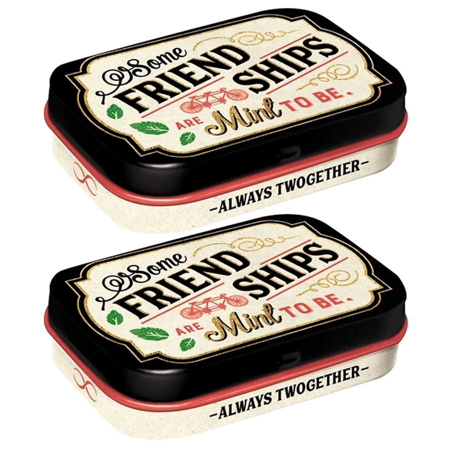 2x Nostalgic Art 6cm Mint Tin Box Friendships Mint To Be Fresh Breath Hard Candy