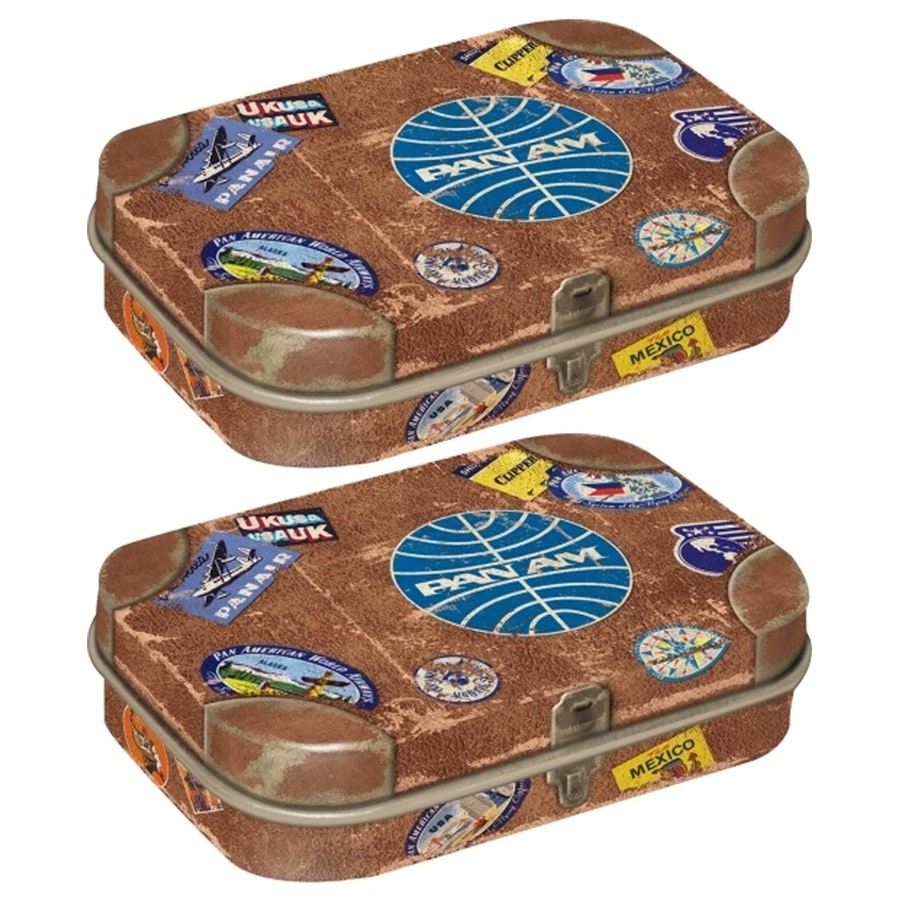 2x Nostalgic Art 6cm Metal Tin Mint Pan Am Travel Stickers Fresh Breath Candy