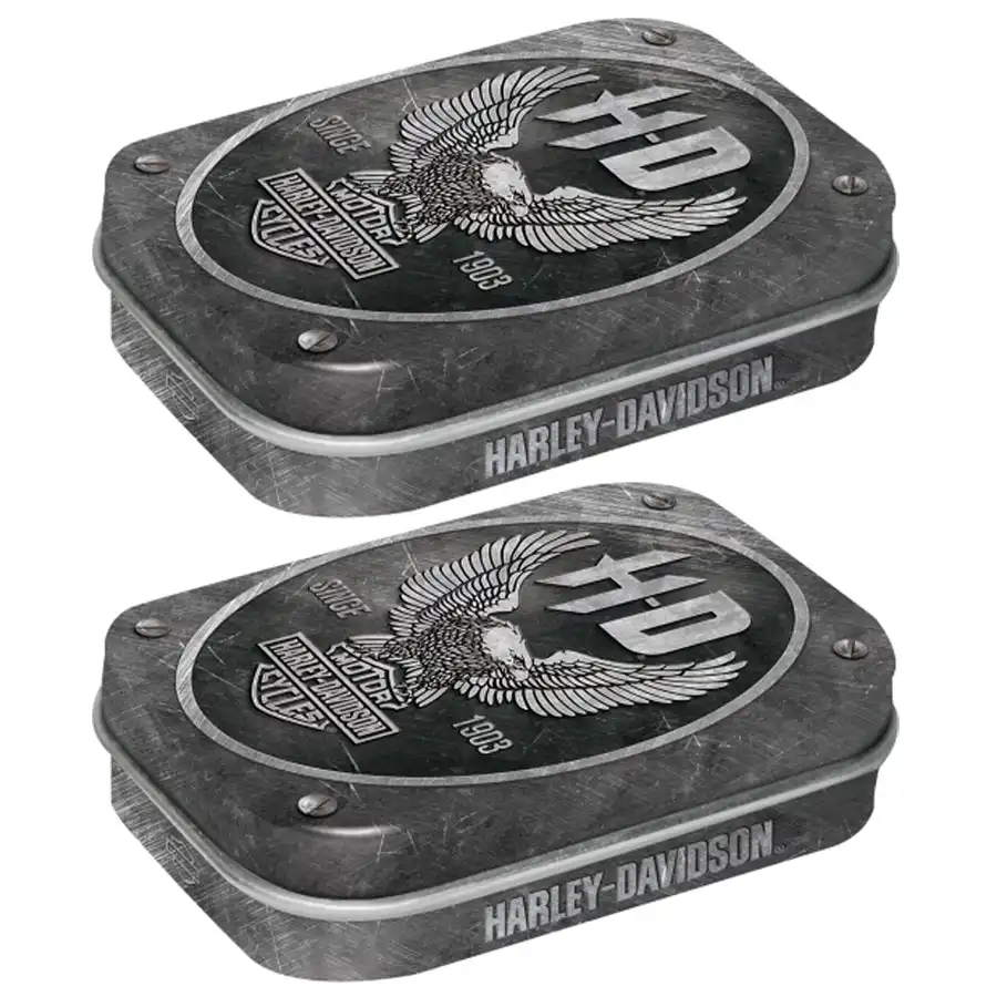 2x Nostalgic Art 6cm Mint Tin Box Harley-Davidson Metal Eagle Fresh Breath Candy
