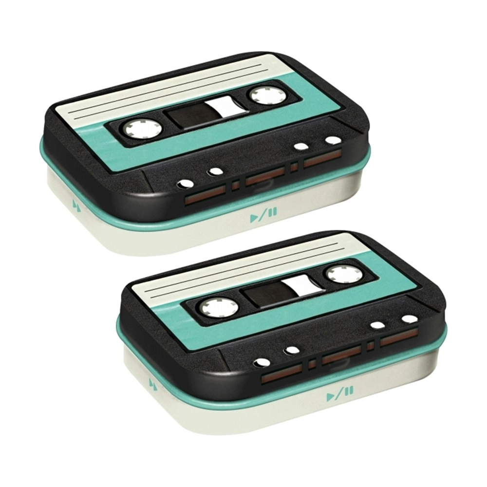 2x Nostalgic Art Mint Box Metal 6cm Tin Cassette Tape Candy Mints Fresh Breath