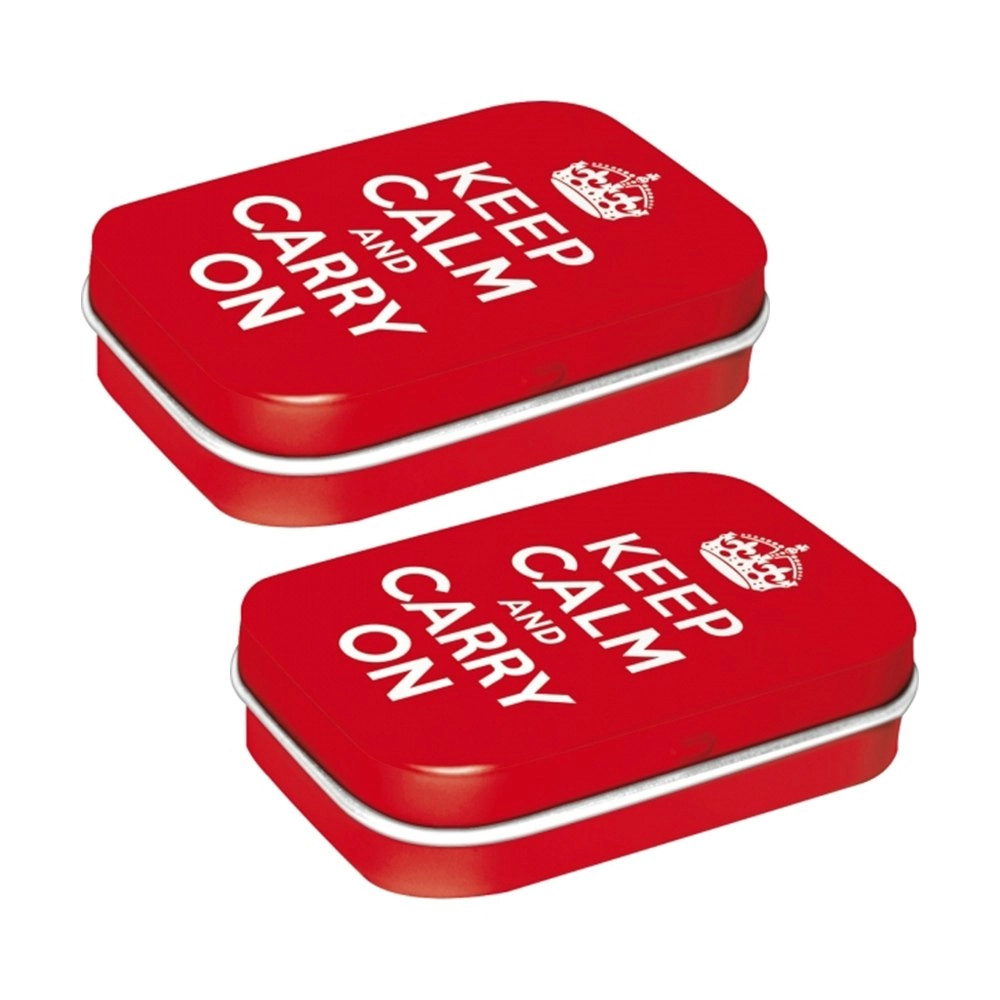 2x Nostalgic Art Mint Box Metal 6cm Tin KeepCalm Hard Candy Mints Fresh Breath