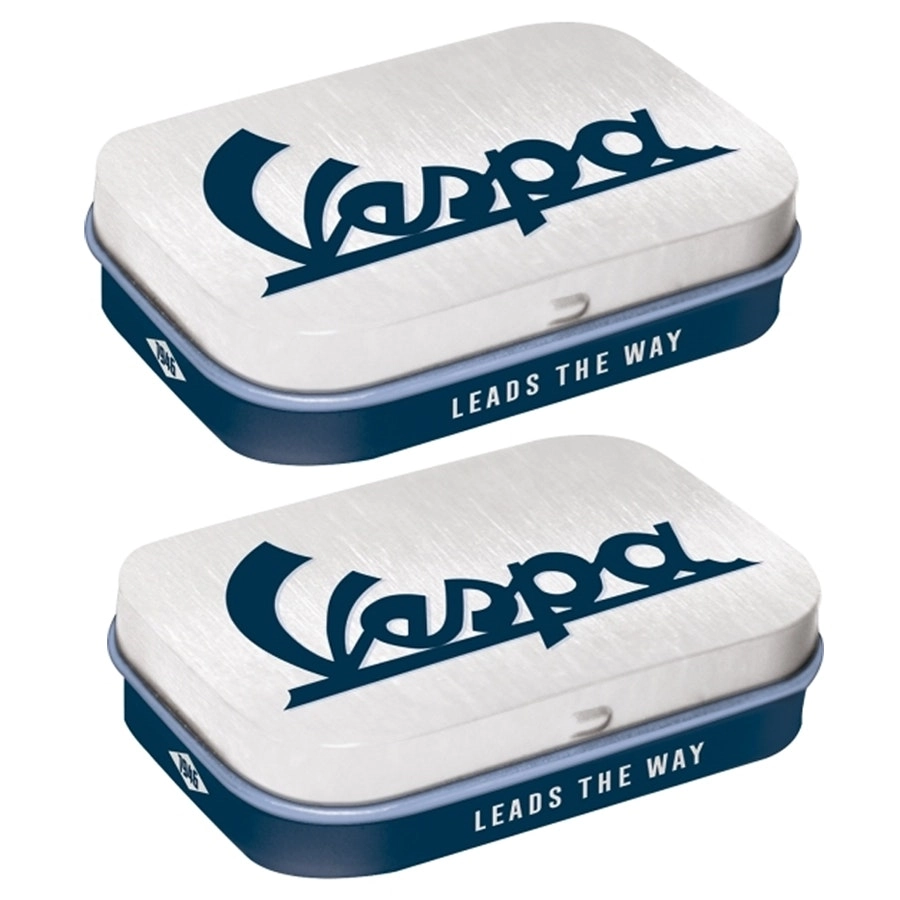 2x Nostalgic Art 6cm Metal Tin Mint Box Vespa Logo Fresh Breath Hard Candy Mints