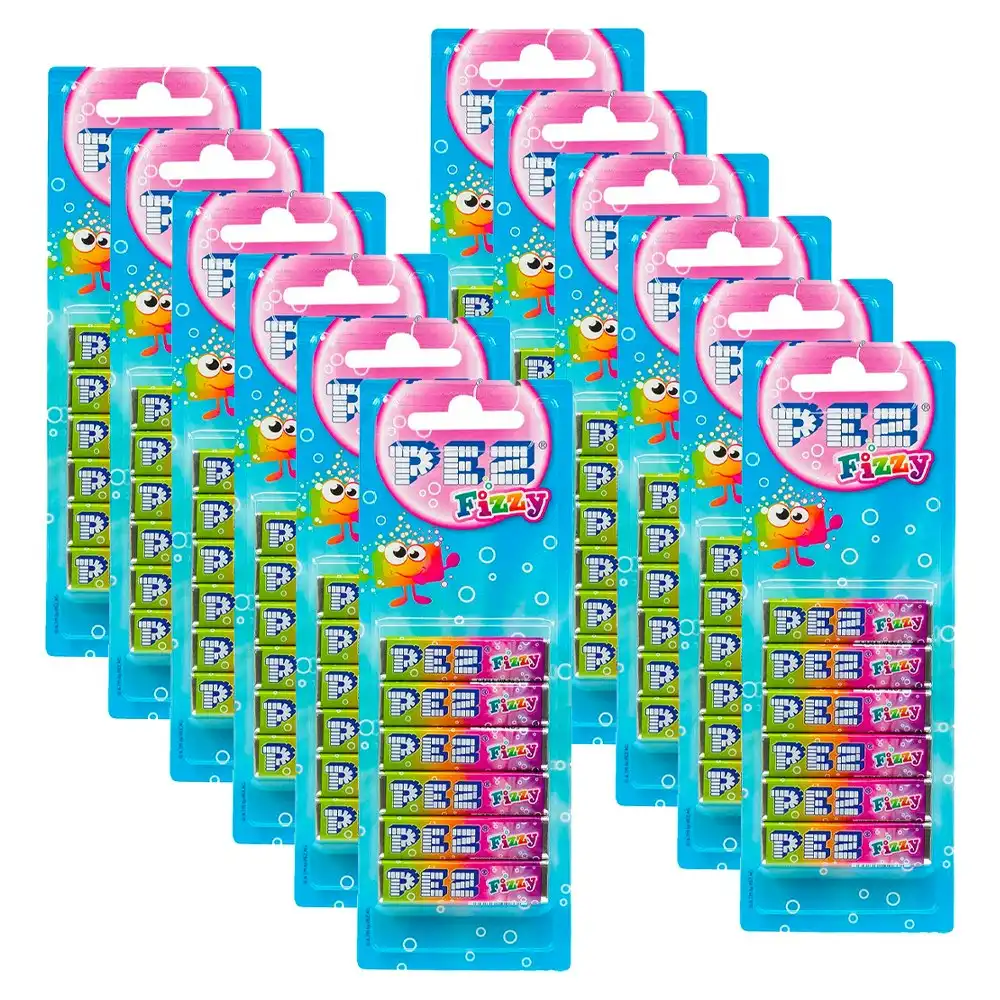 12x 8pc PEZ Fizzy Fruit Flavour Hard Candy/Lolly Refill Confectionery 8.5g
