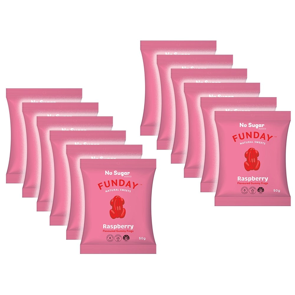 12pk Funday Raspberry Flavoured Gummy Lolly/Candy Soft Chews Snack Frogs 600g