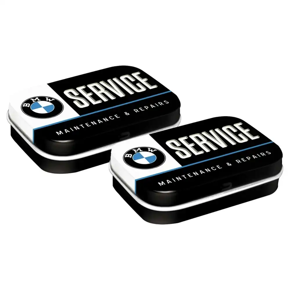 2PK Nostalgic Art Metal Tin Box BMW Service Fresh Breath Hard Candy Mints 6cm