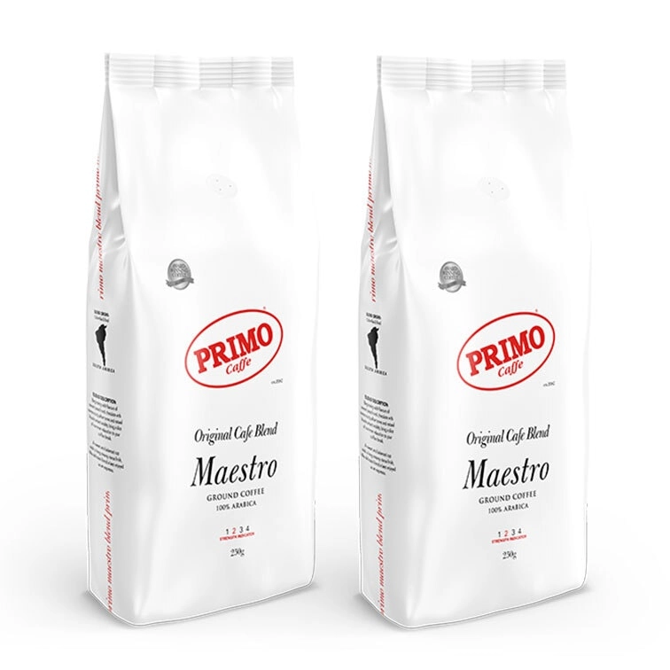 2x Primo Caffe Maestro 250g Ground Coffee Light Roast Intenst y2 Machine/Plunger