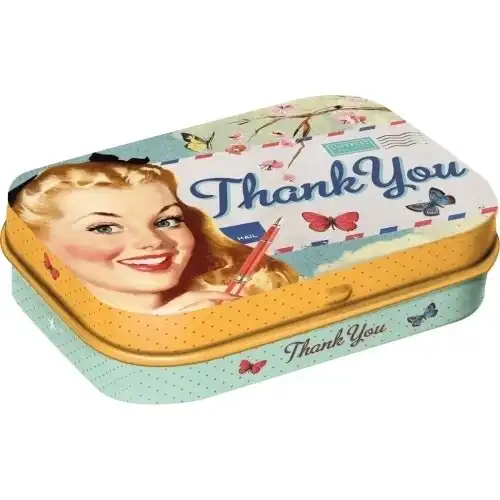 Nostalgic Art Mint Box Metal 6cm Tin Thank You Hard Candy Mints Fresh Breath