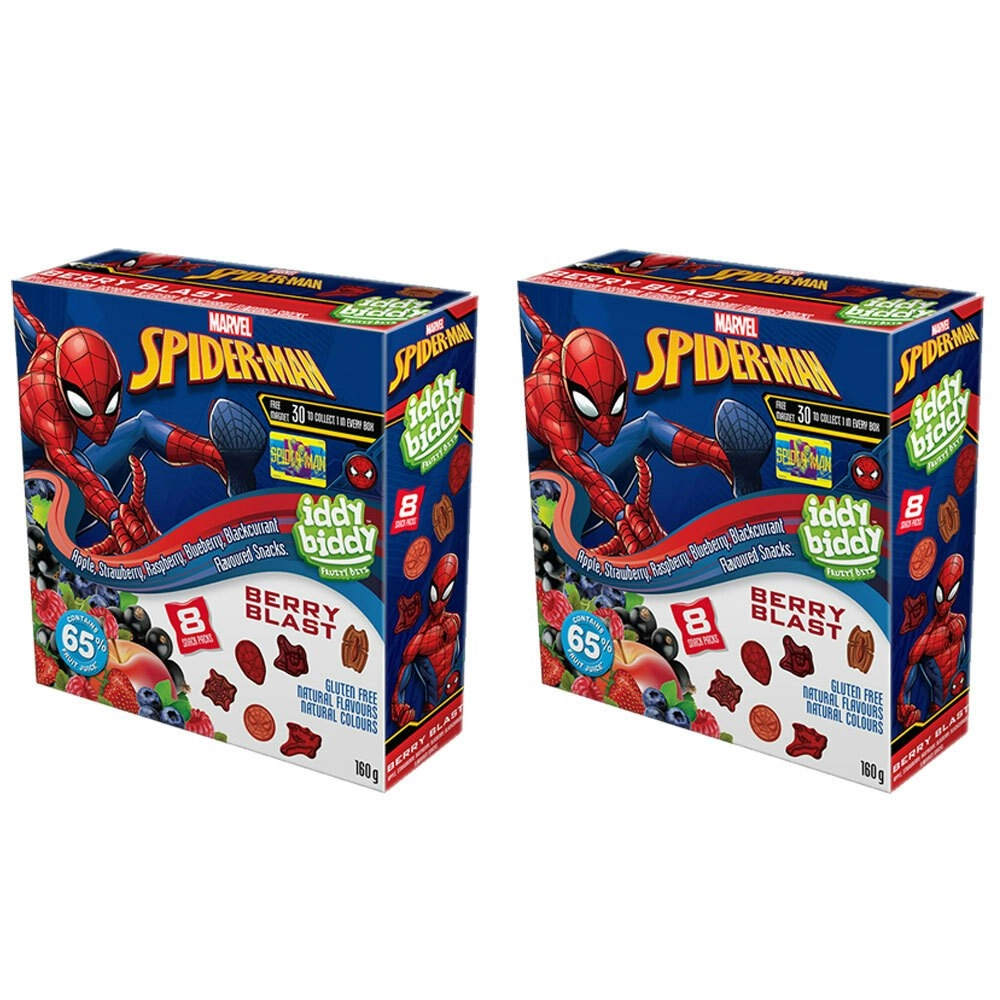 16x 20g Iddy Biddy Spiderman Mixed Berry Gummies Snack Pack Sweet/Confectionery