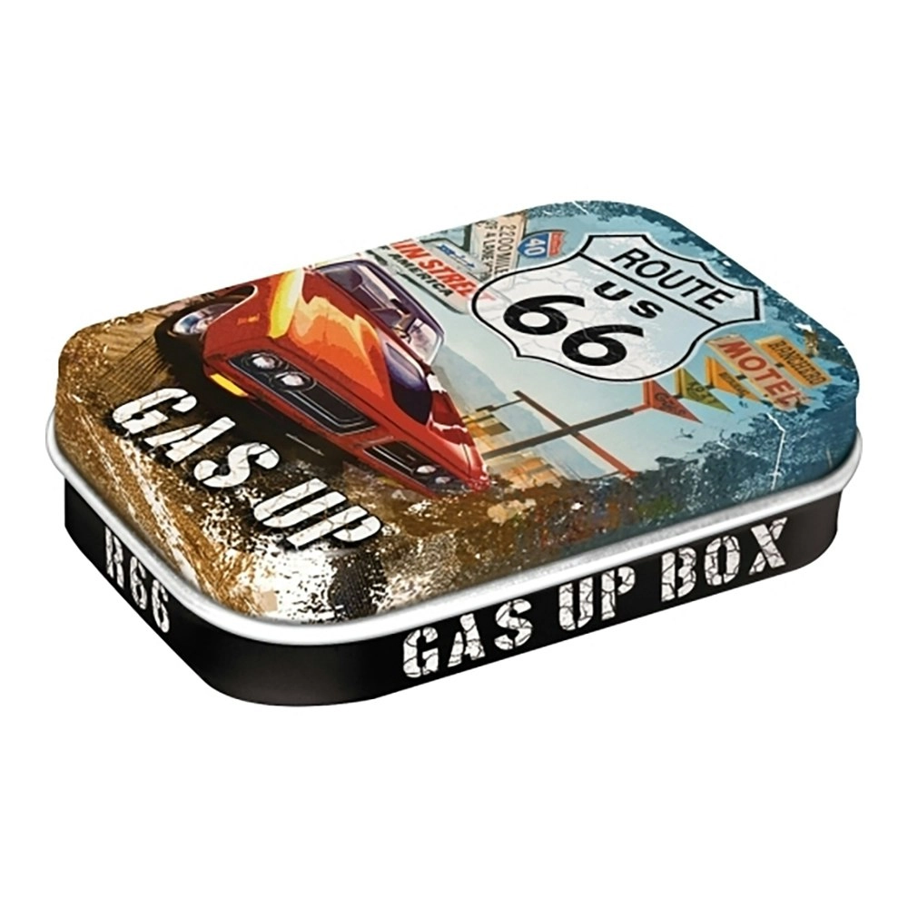 Nostalgic Art Mint Box 6cm Metal Tin Route 66 Gas Up Fresh Breath Hard Candy