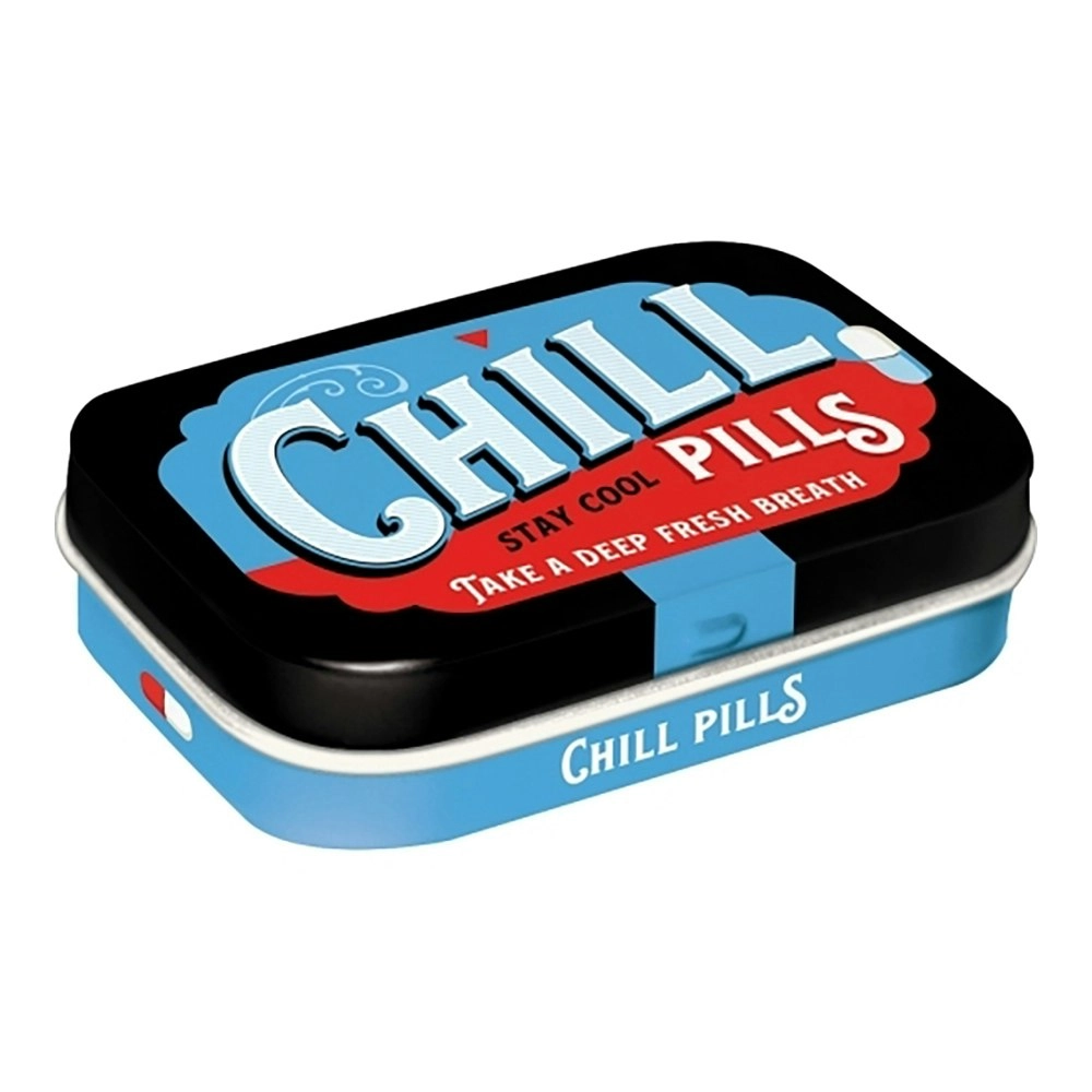 Nostalgic Art 6cm Metal Tin Mint Box Chill Pills Fresh Breath Hard Candy Mints