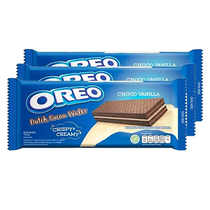 3x Oreo 140g Double Choc Dutch Cocoa Vanilla Wafer Creamy Cookie/Biscuit Snack