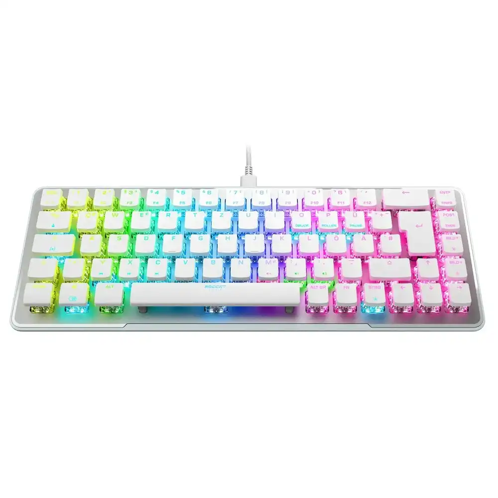 Roccat 1000Hz Vulcan II Mini Swarm Aluminum Gaming Keyboard RGB Lighting White