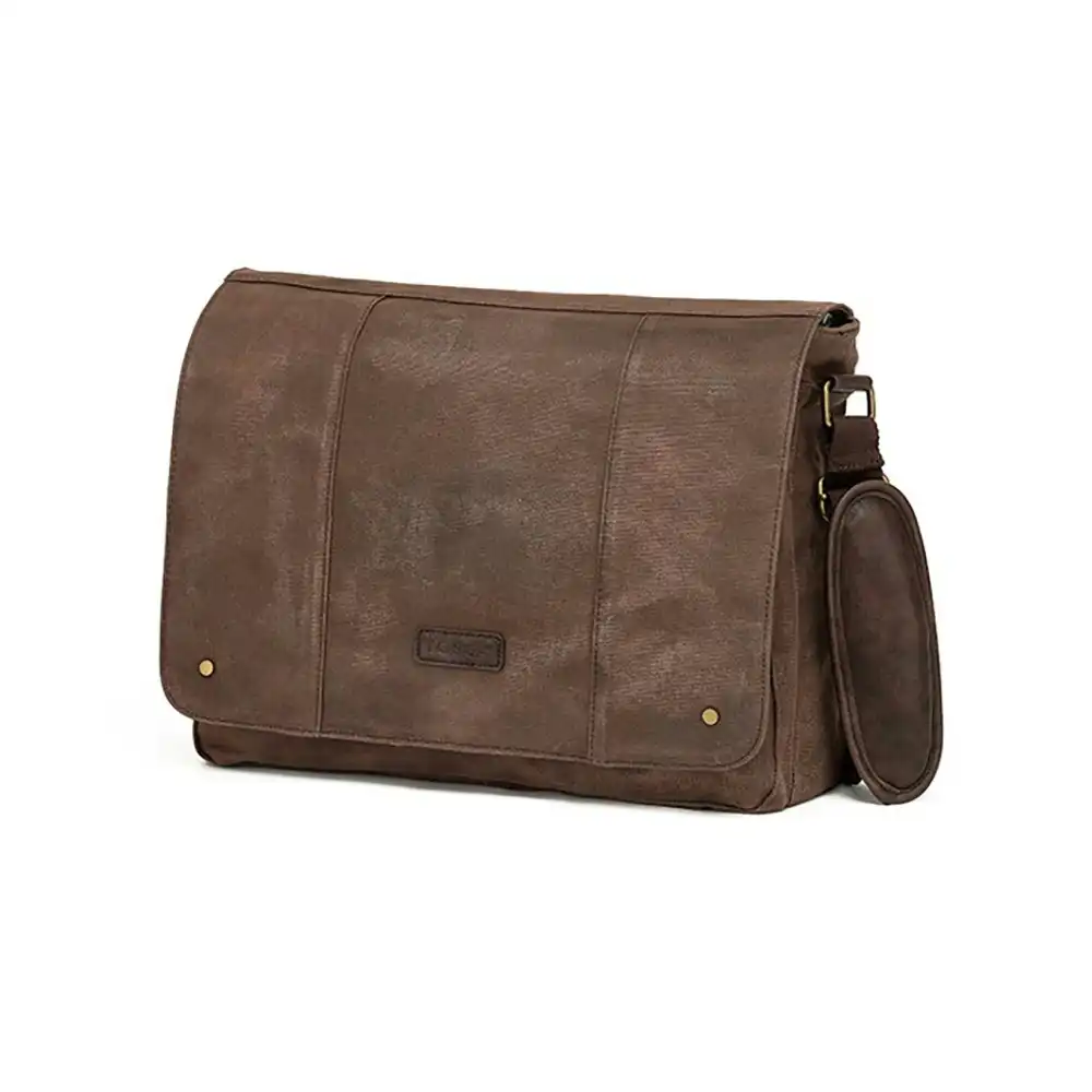 Tosca Waxed Canvas Messenger 13" Laptop Shoulder/Cross Bag 40x10x30cm Brown