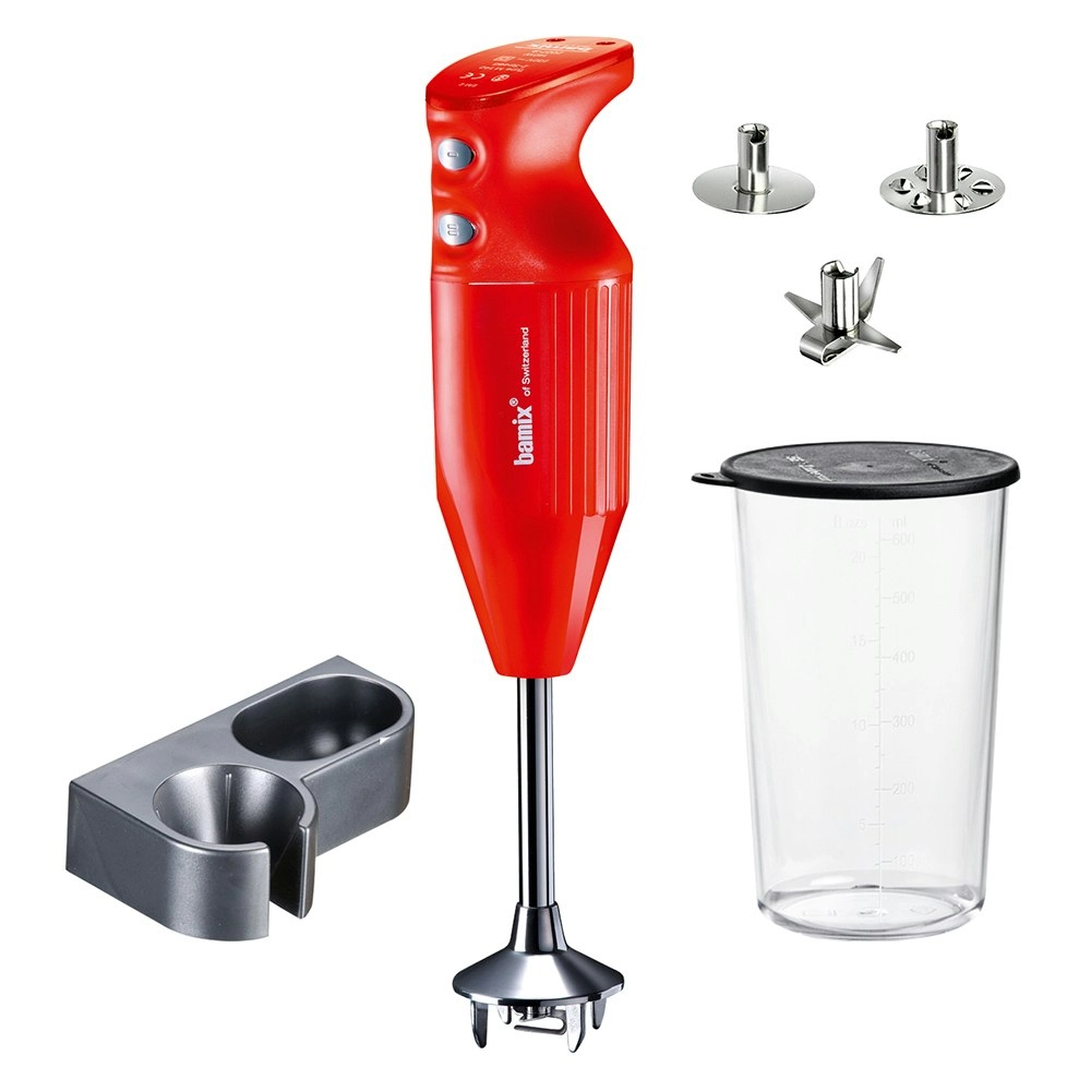 Bamix Mono 140W Electric Hand Stick Blender Beat/Shred/Chop Mixer w/Beaker Red