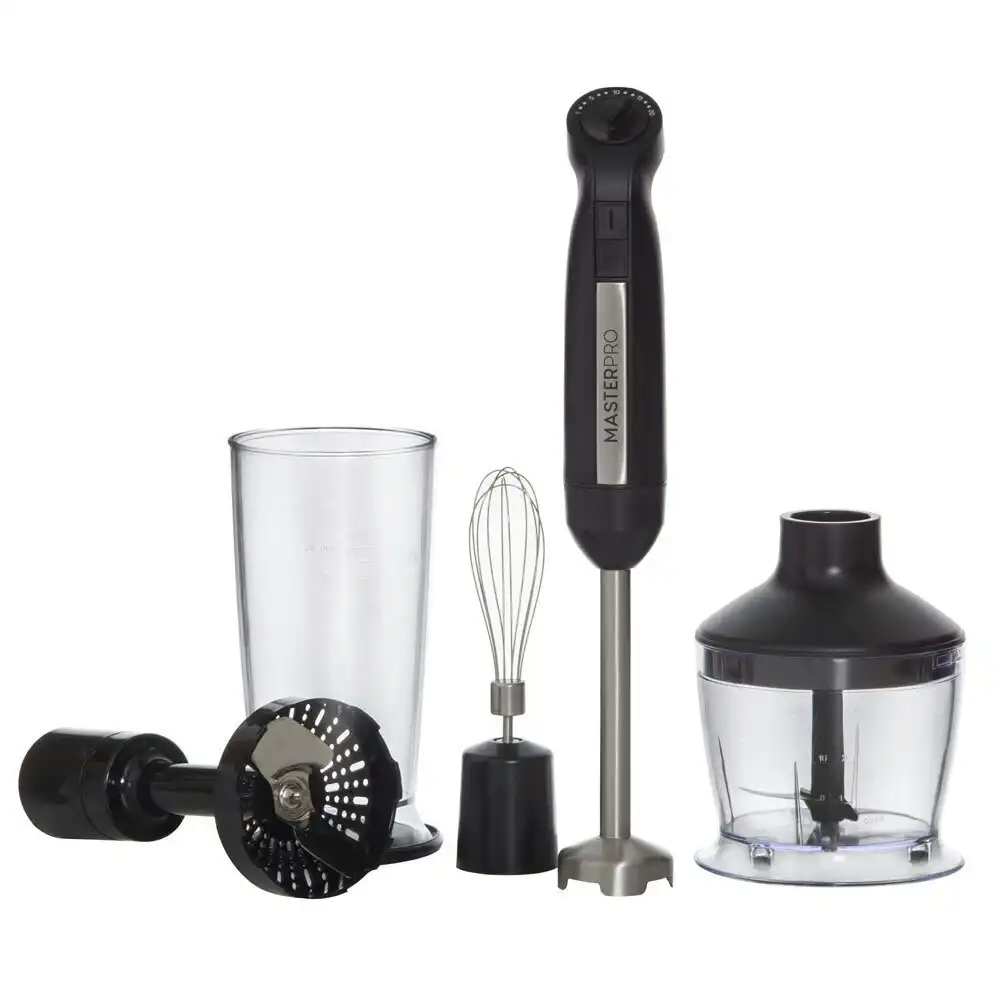 MasterPro 4-in-1 Ultimate 40cm Handheld Blender/800ml Beaker/500ml Chopper Black