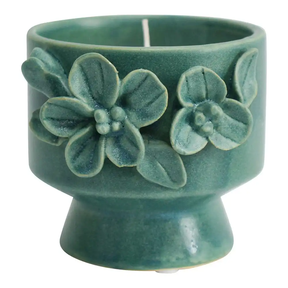 Ceramic 9cm Scented Tealight Candle Organic Leaf Home Fragrance Display Jade