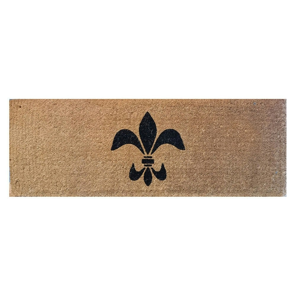 Solemate Cr Fleur de Lis Mat Eco Friendly 39x119cm Coconut Coir Natural & Black