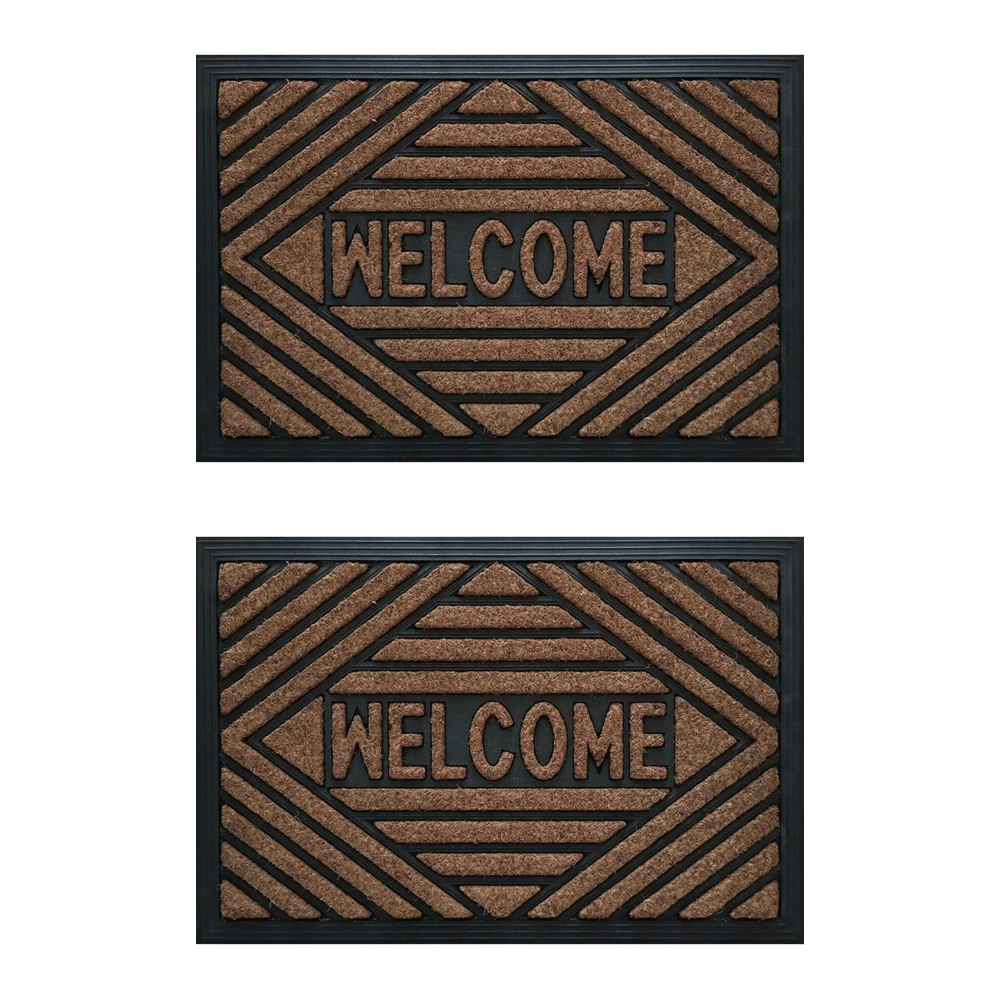 2PK Solemate Embossed Welcome 40x60cm Stylish/Durable Outdoor Front Doormat