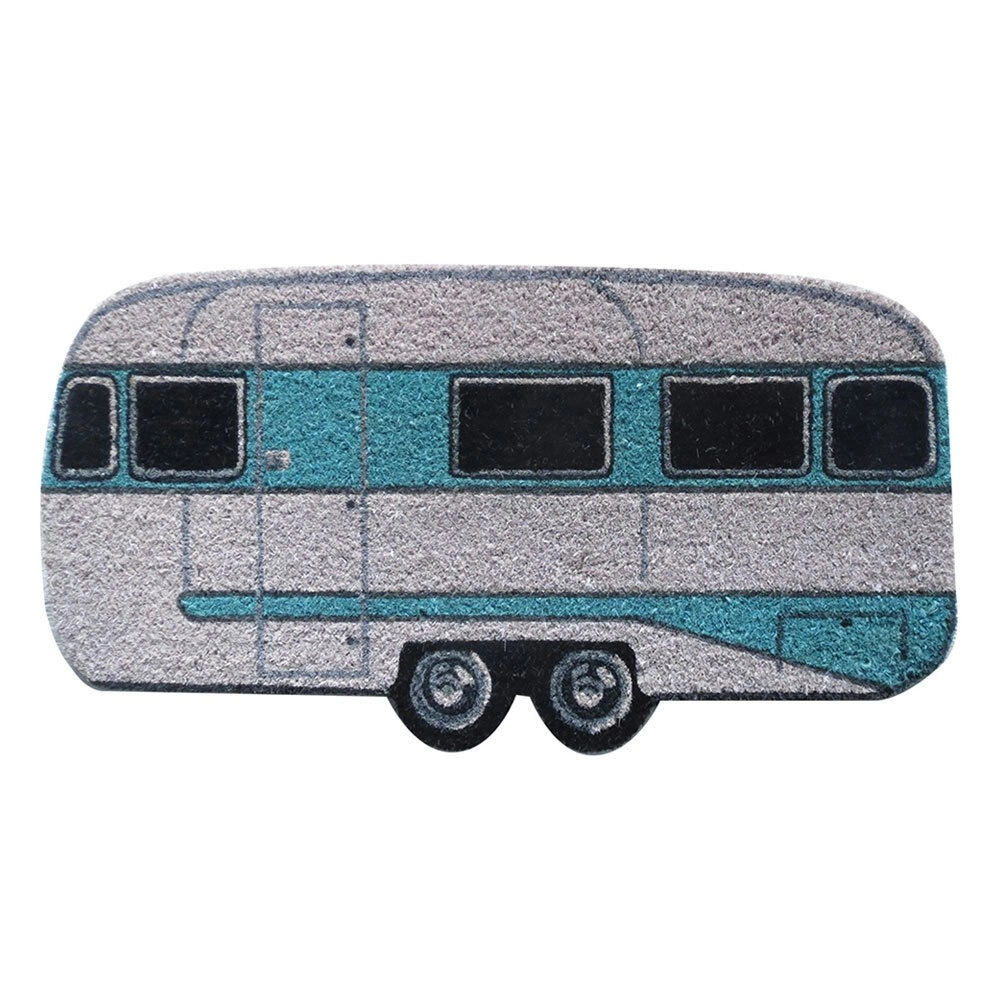 Solemate Latex Caravan Mat 40x75cm Fair Trade Biodegradable Aqua & Light Grey