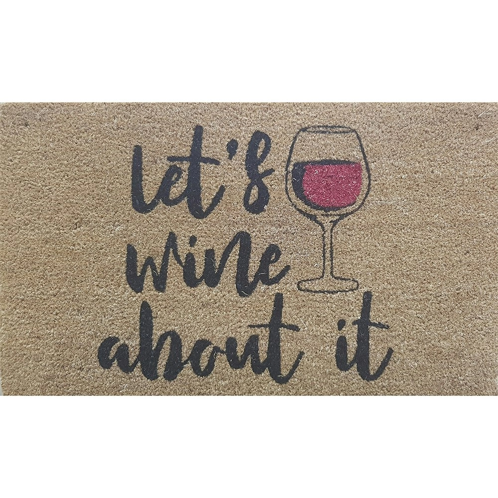 Solemate PVC Backed Coir Let''s Wine 45x75cm Slim Outdoor Stylish Doormat