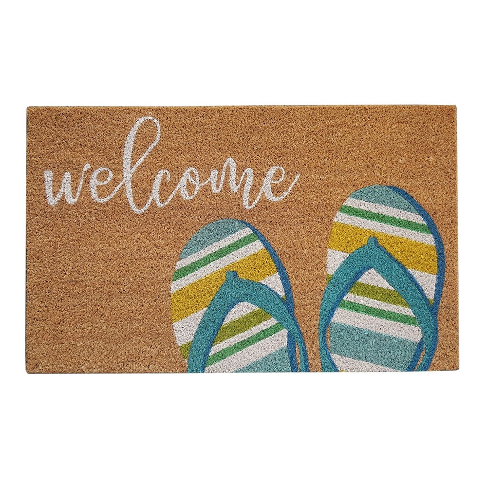 Solemate Latex Backed Coir Aqua Thong 45x75cm Slim Outdoor Stylish Doormat