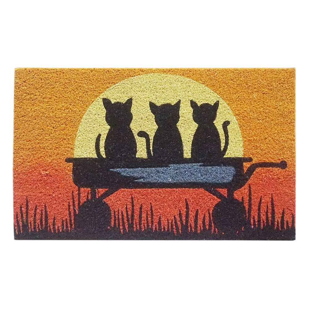 Solemate Latex Backed Coir Kittens Sun 45x75cm Slim Outdoor Stylish Doormat