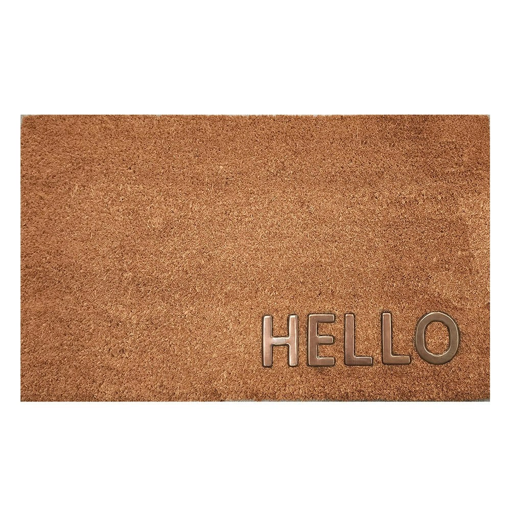 Solemate PVC Coir Copper Hello 45x75cm Durable Stylish Outdoor Front Doormat