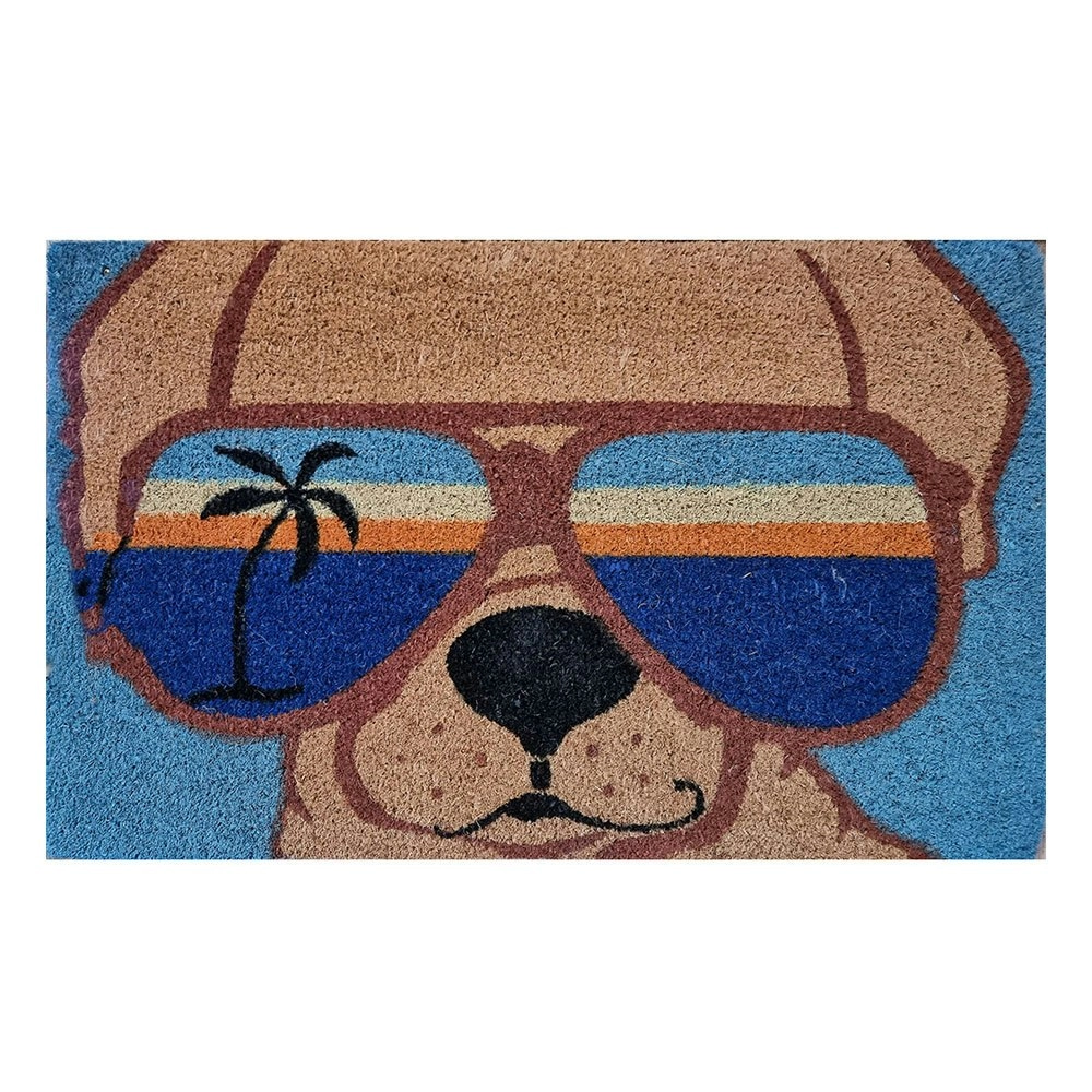 Solemate PVC Coir Puppy Sunnies 50x80cm Stylish Durable Outdoor Front Doormat