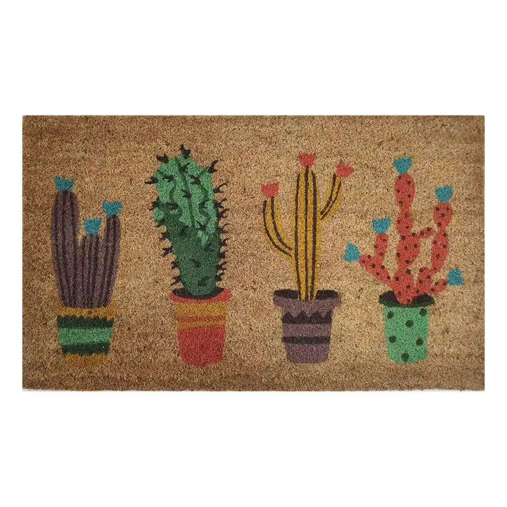 Solemate PVC Coir Cactus 50x80cm Stylish Durable Outdoor Front Doormat