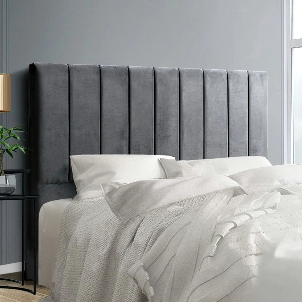 Artiss Bed Head Headboard Queen Velvet - VELA Grey