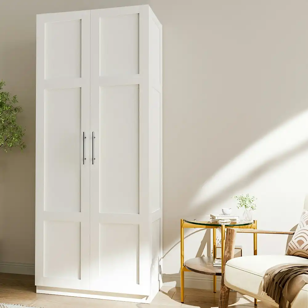 Artiss 2 Door Clothes Wardrobe Cupboard White